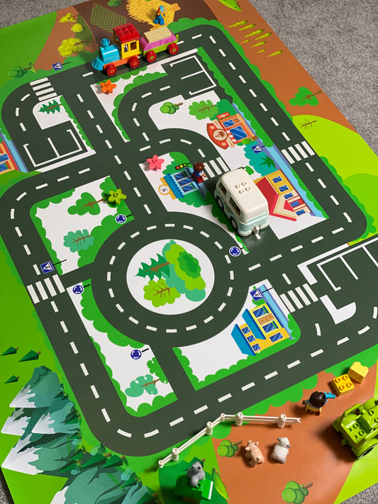 Mata do zabawy z klockami i nie tylko Miasteczko (rozmiar L)