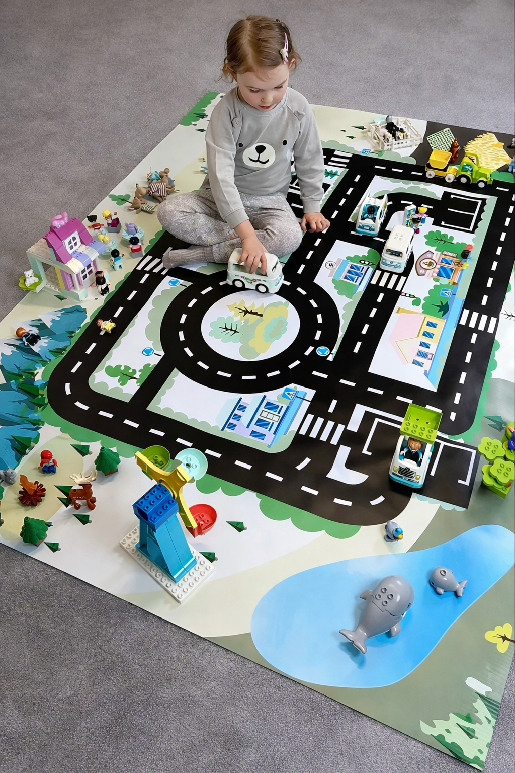 Mata do zabawy z klockami i nie tylko Miasteczko Pastelowe XL