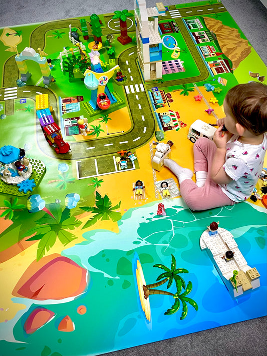 Mata do zabawy z klockami i nie tylko Wakacje na wyspie