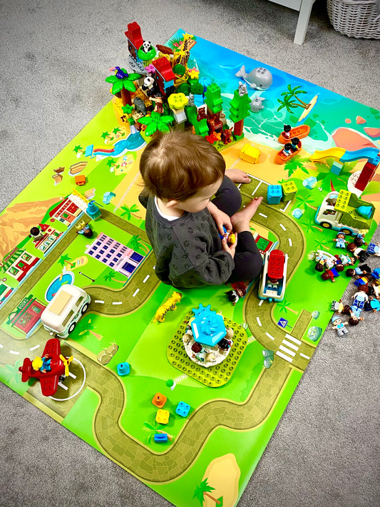 Mata do zabawy z klockami i nie tylko Wakacje na wyspie (rozmiar L)