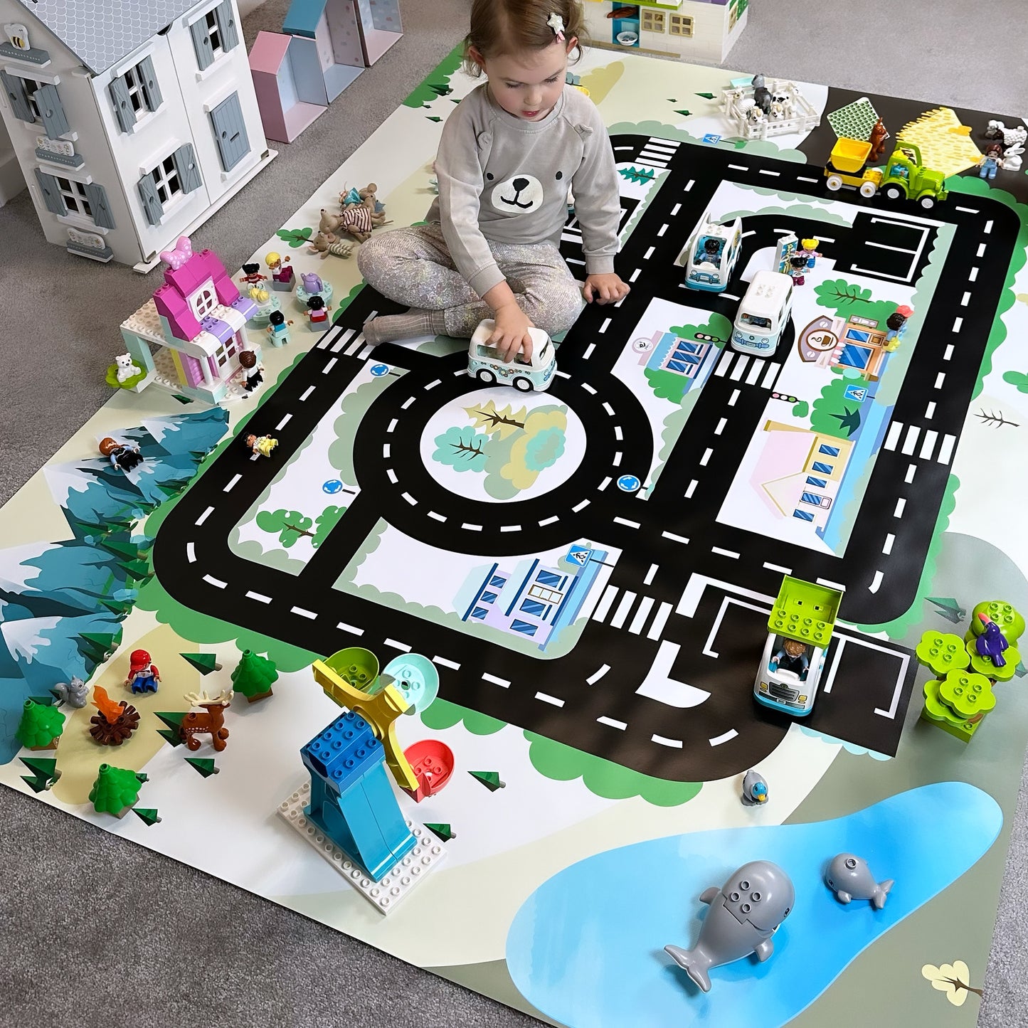 Mata do zabawy z klockami i nie tylko Miasteczko Pastelowe