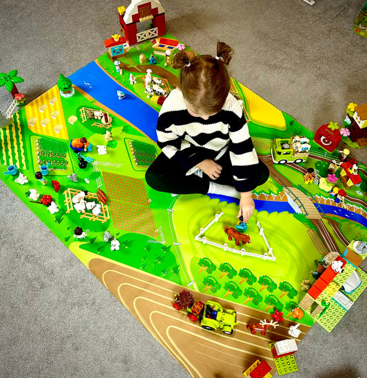Mata do zabawy z klockami i nie tylko Farma (rozmiar L)